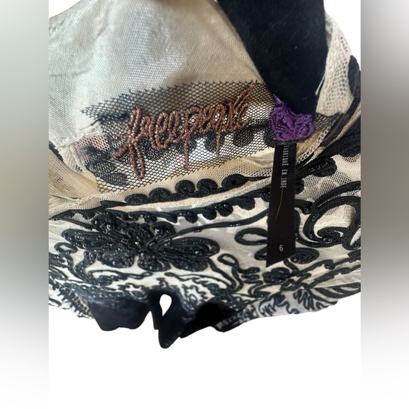 Free People Ginger Meadow Fit and Flare Dress Size 6 Black Sheer Velvet Goth - Picture 11 of 12